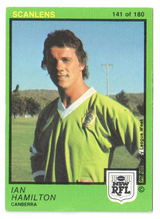 Scanlens 1982 NSW RFL Football Card 141 of 180 - Ian Hamilton - Canberra