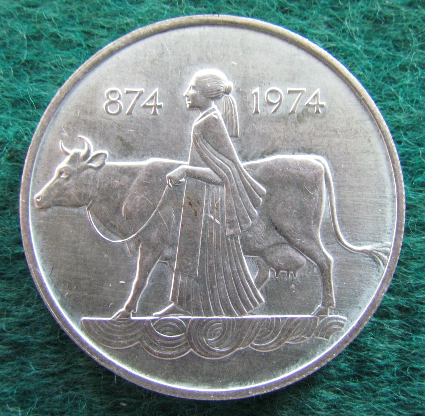 Iceland 1974 500 Kroner 11th Centenary Anniversary Coin - Circulated