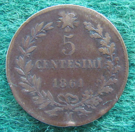 Italy 1861 M 5 Centesimi Coin - Vittorio Emanvelle II