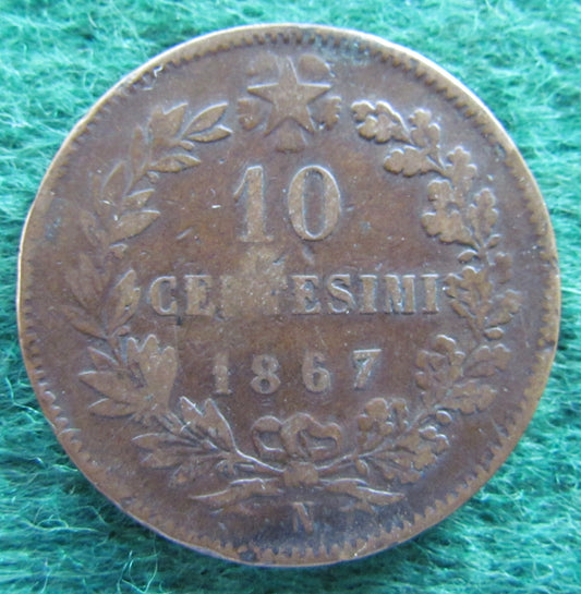 Italy 1867 N 10 Centesimi Coin - Vittorio Emanvelle II