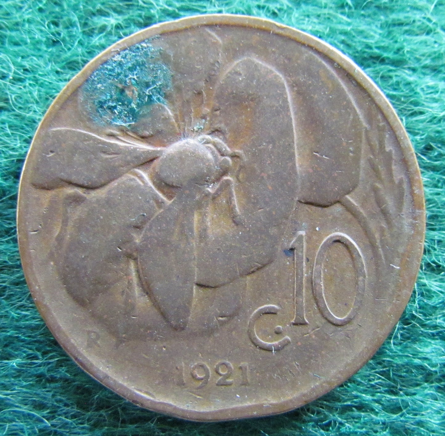 Italy 1921 10 Centesimi Coin - Vittorio Emanvelle III