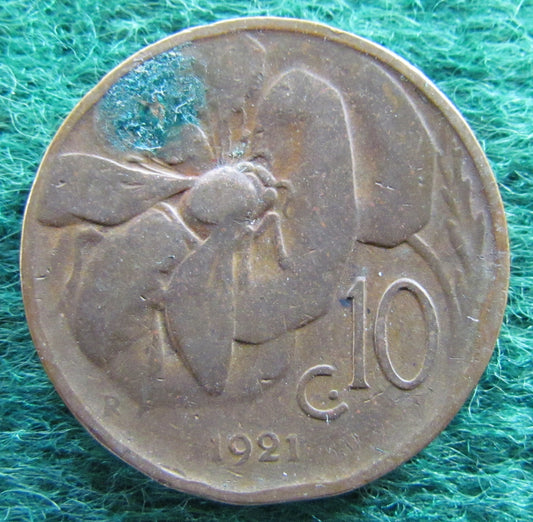 Italy 1921 10 Centesimi Coin - Vittorio Emanvelle III