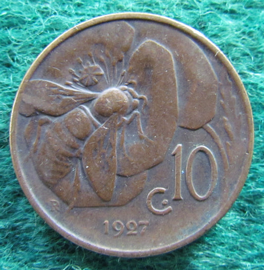 Italy 1927 10 Centesimi Coin - Vittorio Emanvelle III
