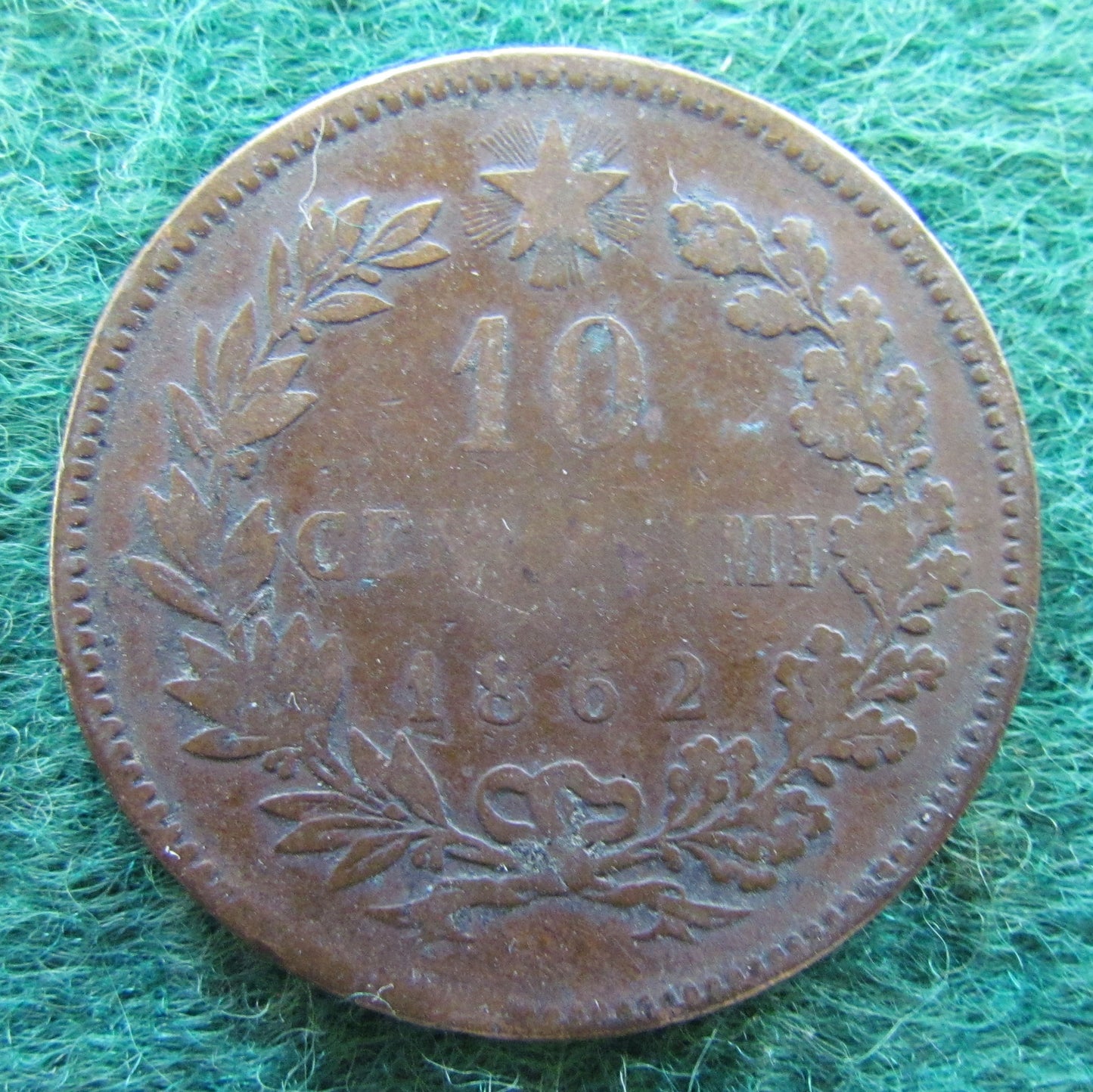 Italy 1862 10 Centesimi Coin - Vittorio Emanuele II