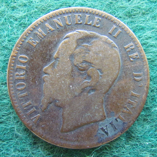 Italy 1863 10 Centesimi Coin - Vittorio Emanuele II