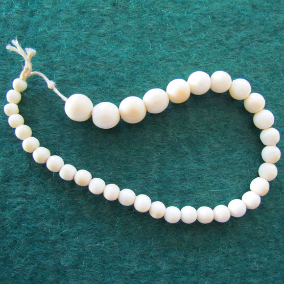 Ivory Beads Graduating For Bracelet or Anklet Carved 35 In Total