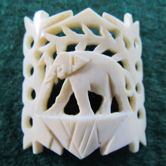 Ivory Pierce Carved Bracelet Panel With Elephant Motif