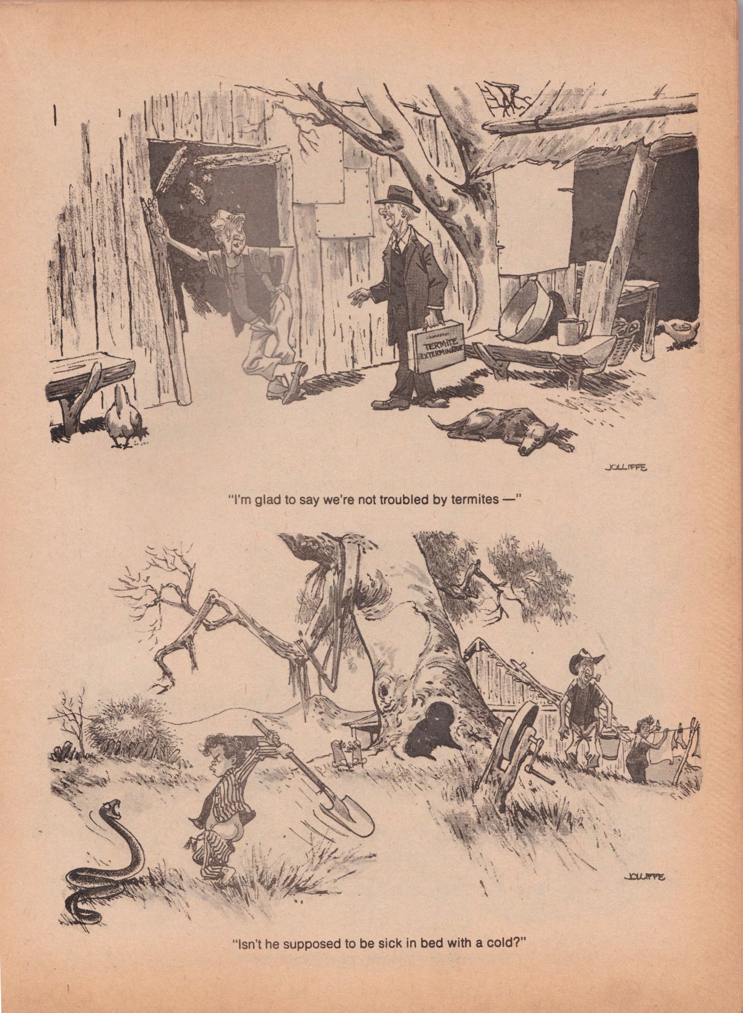 Jolliffe's Outback Cartoons And Australiana Study To Frame - Number 108 Aug 1979