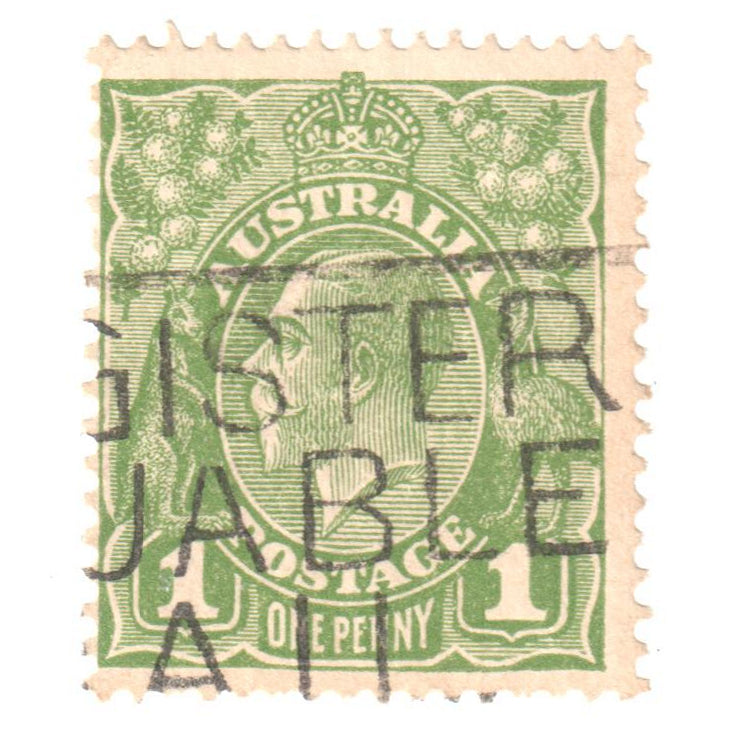 Australian 1 Penny Green KGV King George V Stamp - Type 6 C of A Reverse Watermark