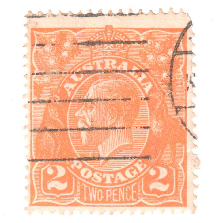 Australian 2 Penny Orange King George V Stamp