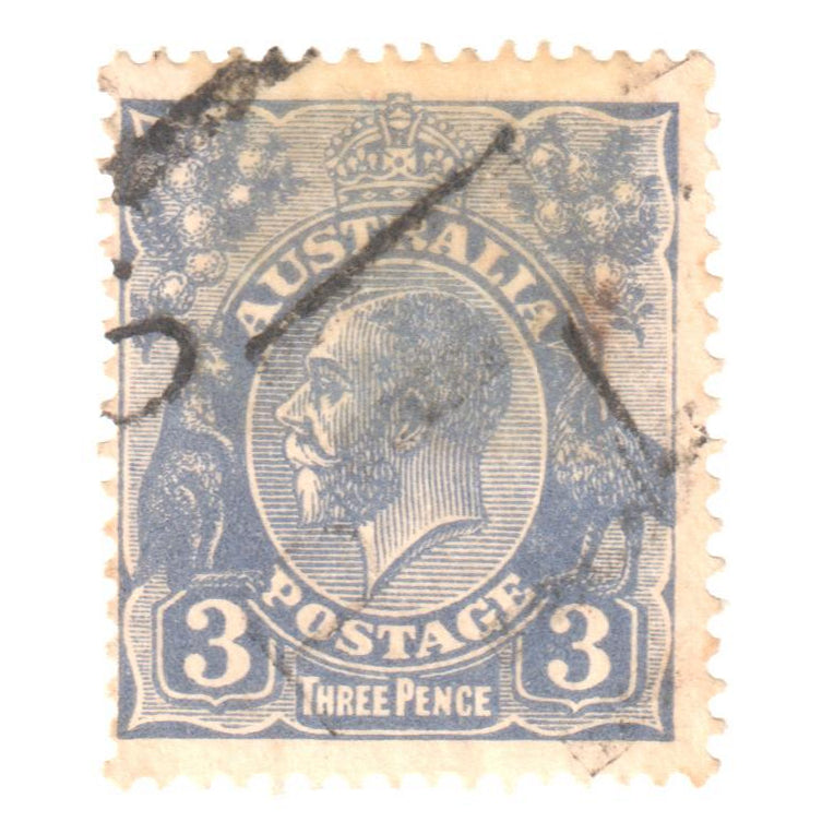 Australian 3 Penny Blue KGV King George V Stamp