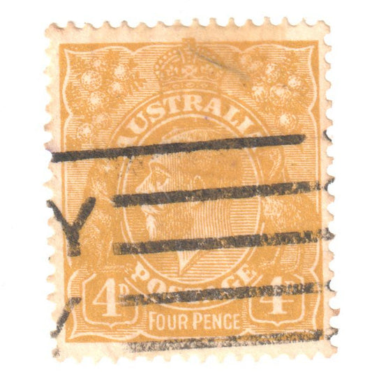 Australian 4 Penny Olive King George V Stamp