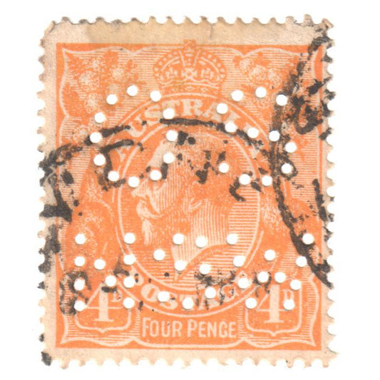 Australian 4 Penny Orange King George V Stamp