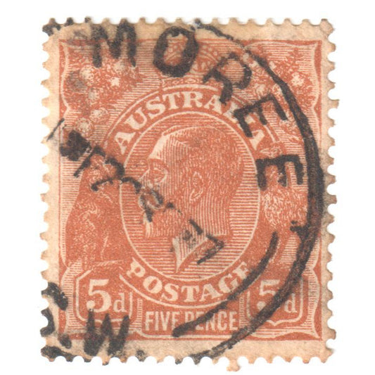 Australian 5 Penny Red Brown King George V Stamp
