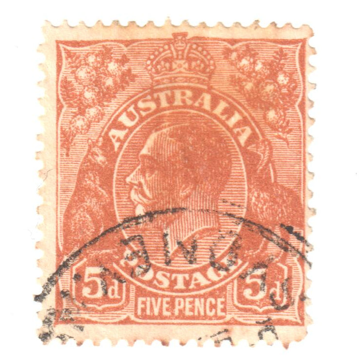 Australian 5 Penny Brown King George V Stamp