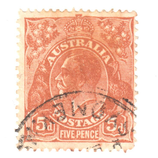 Australian 5 Penny Brown King George V Stamp
