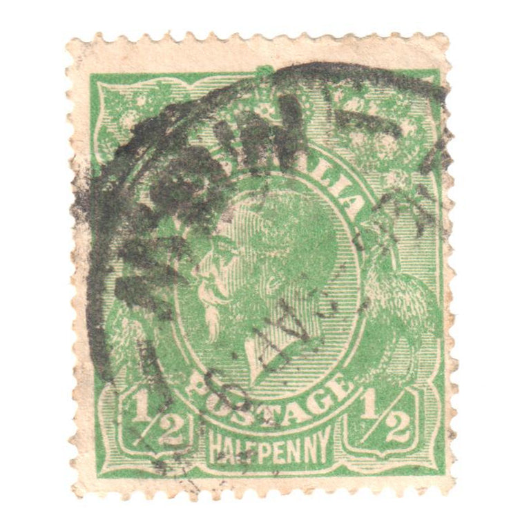 Australian 1/2 Penny Green KGV King George V Stamp - Type 4 Large Multiple Watermark
