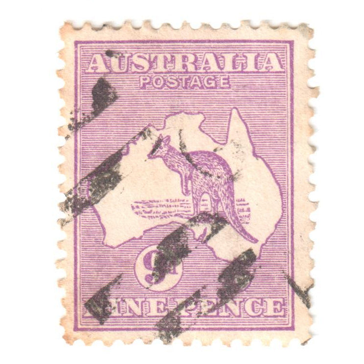 Australian 1915 9d 9 Penny Violet Kangaroo Stamp - Perf: 11.5-12