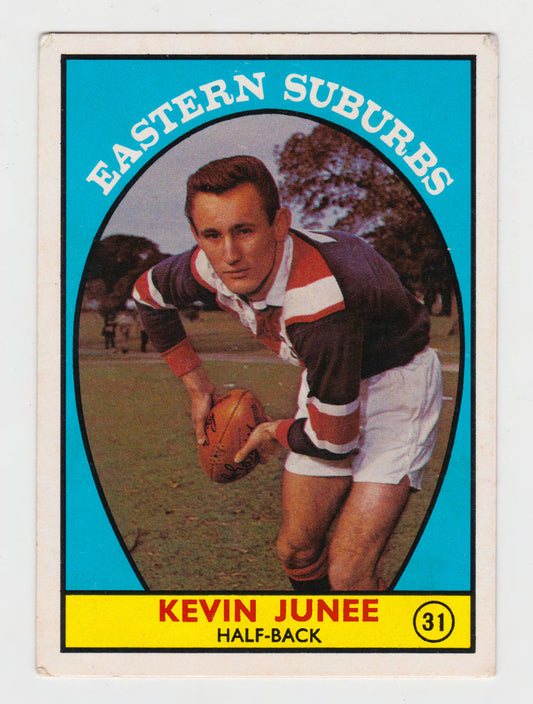 Scanlens 1968 A Grade NRL Football Card  #31 - Kevin Junee - Earstern Suburbs