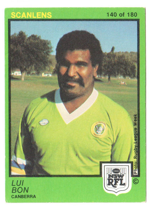 Scanlens 1982 NSW RFL Football Card 140 of 180 - Lui Bon - Canberra