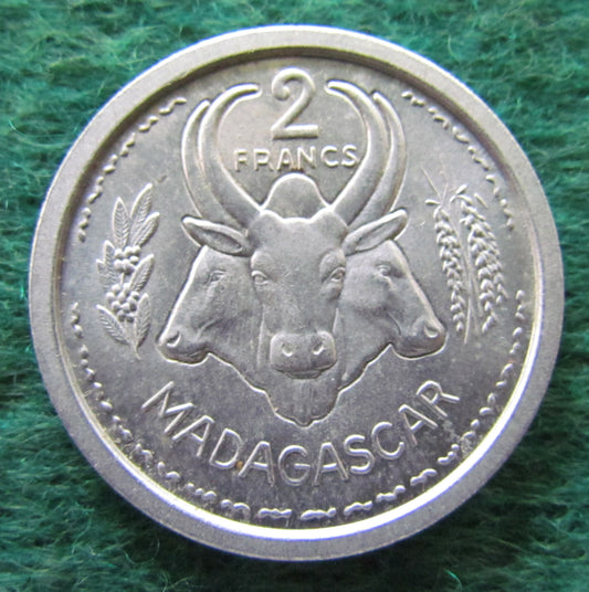 Madagascar 1943 2 Franc Coin - Circulated