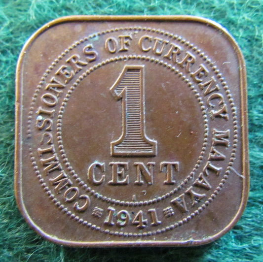 Malaya 1941 One Cent King George VI Coin - Circulated