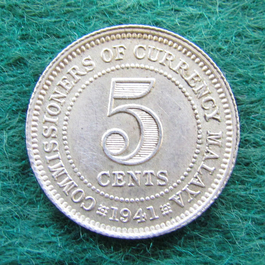 Malaya 1941 5 Cent King George VI Coin - Circulated
