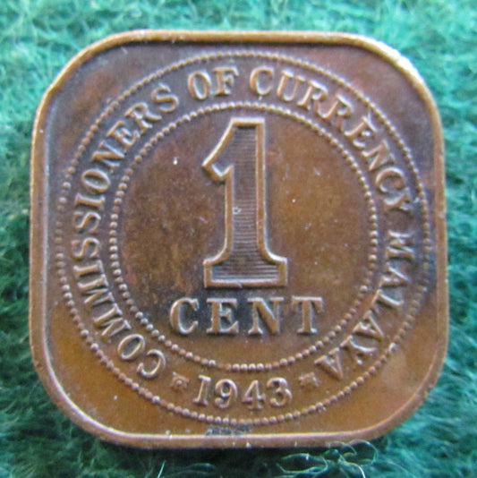 Malaya 1943 One Cent King George VI Coin - Circulated