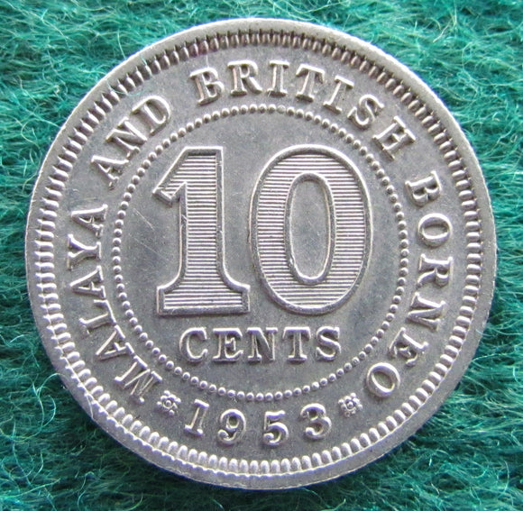 Malaya & British Borneo 1953 10 Cent Queen Elizabeth II Coin