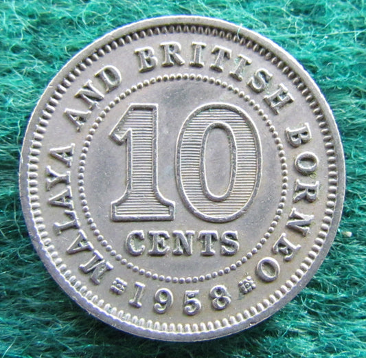 Malaya & British Borneo 1958 10 Cent Queen Elizabeth II Coin
