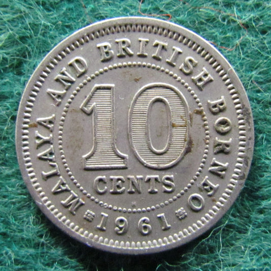 Malaya & British Borneo 1961 Ten Cent Queen Elizabeth II Coin