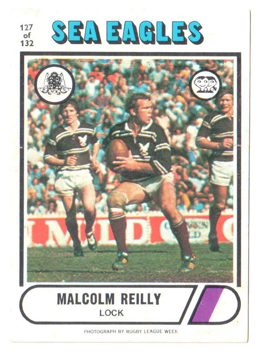 Scanlens 1976 NRL Football Card 127 of 132 - Malcom Reilly - Sea Eagles