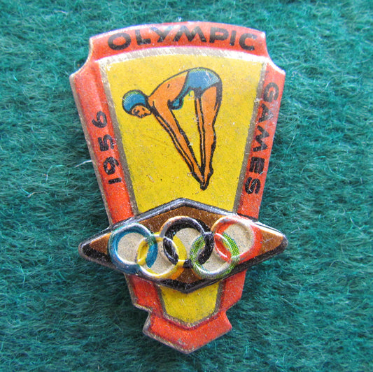 Australian Melbourne 1956 Olympic Games Diving Tin Badge