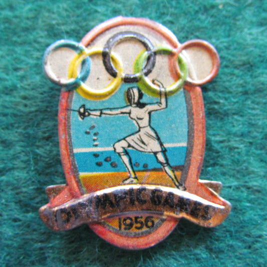 Australian Melbourne 1956 Olympic Games Fencing Tin Badge