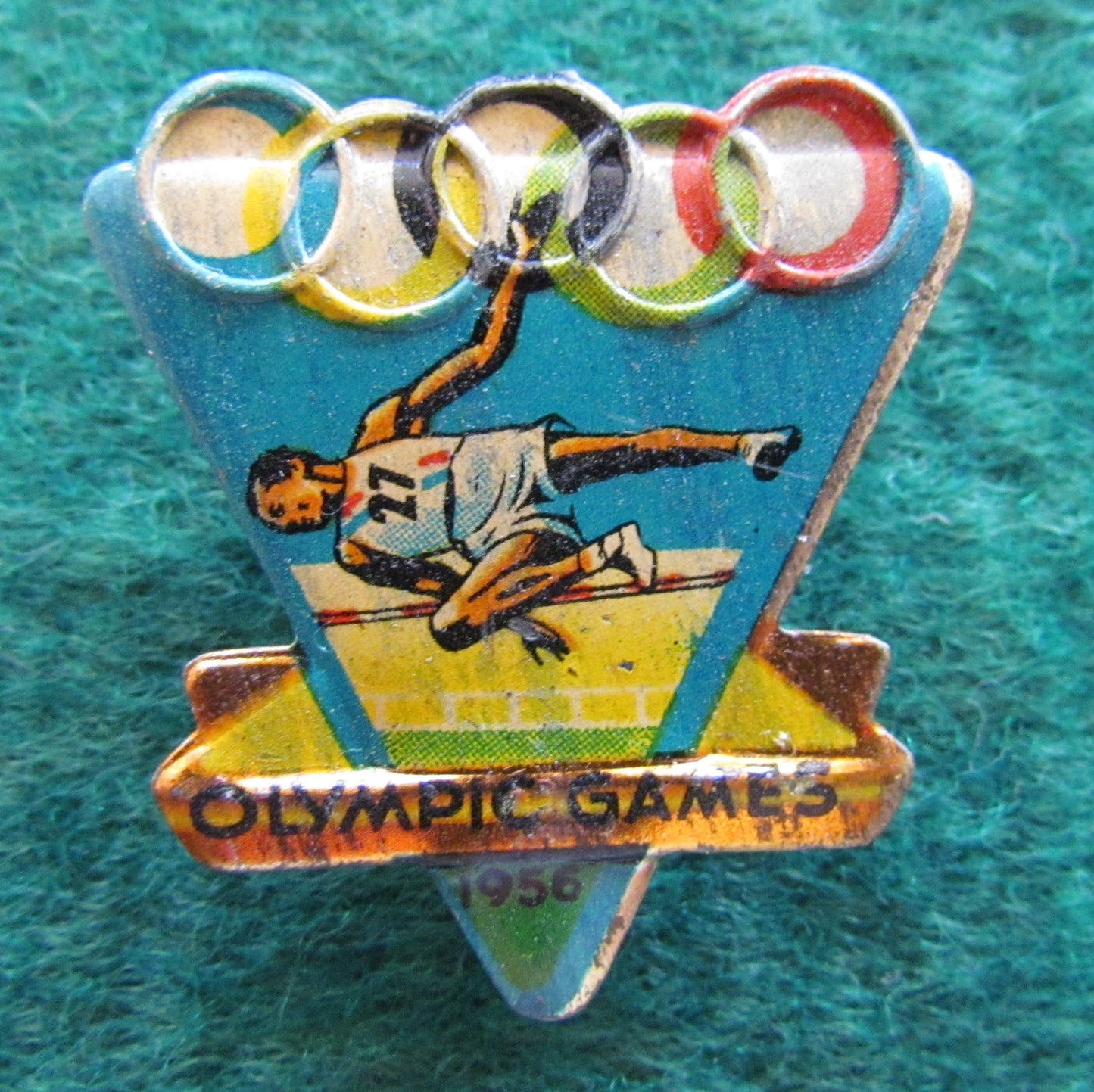 Australian Melbourne 1956 Olympic Games High Jump Tin Badge