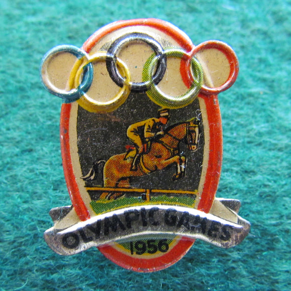 Australian Melbourne 1956 Olympic Games Horse Riding Tin Badge