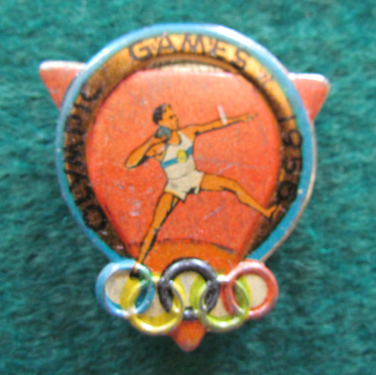 Australian Melbourne 1956 Olympic Games Shot Put Tin Badge