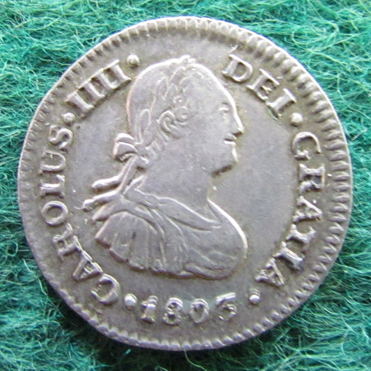 Mexican Mexico 1803 1/2 Reale Coin - Carlos IIII