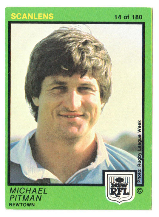 Scanlens 1982 NSW RFL Football Card 14 of 180 - Michael Pitman - Newtown