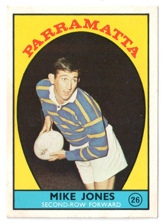 Scanlens 1968 A Grade NRL Football Card #26 - Mike Jones - Parramatta