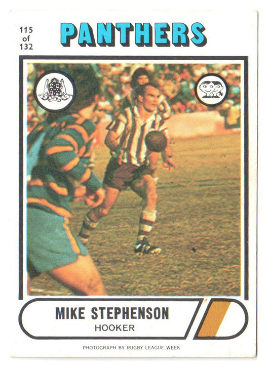 Scanlens 1976 NRL Football Card 115 of 132 - Mike Stephenson - Panthers