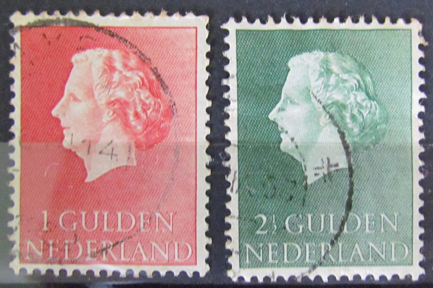 Dutch Netherlands 1953 Queen Juliana Large Format Group Of Stamps (2) Cancelled