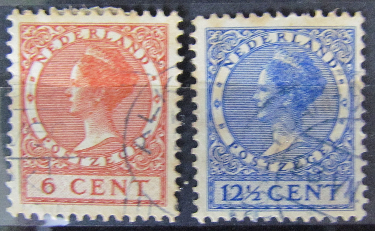 Dutch Netherlands 1924 Queen Wilhelmina Group Of Stamps (2) Cancelled