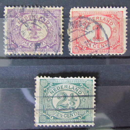 Dutch Netherlands 1921 Numeral Group Of Stamps (3) Cancelled