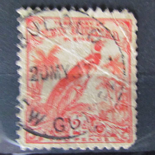 New Guinea 1920's -30's 2 Penny Bird Of Paradise Claret Stamp Cancelled