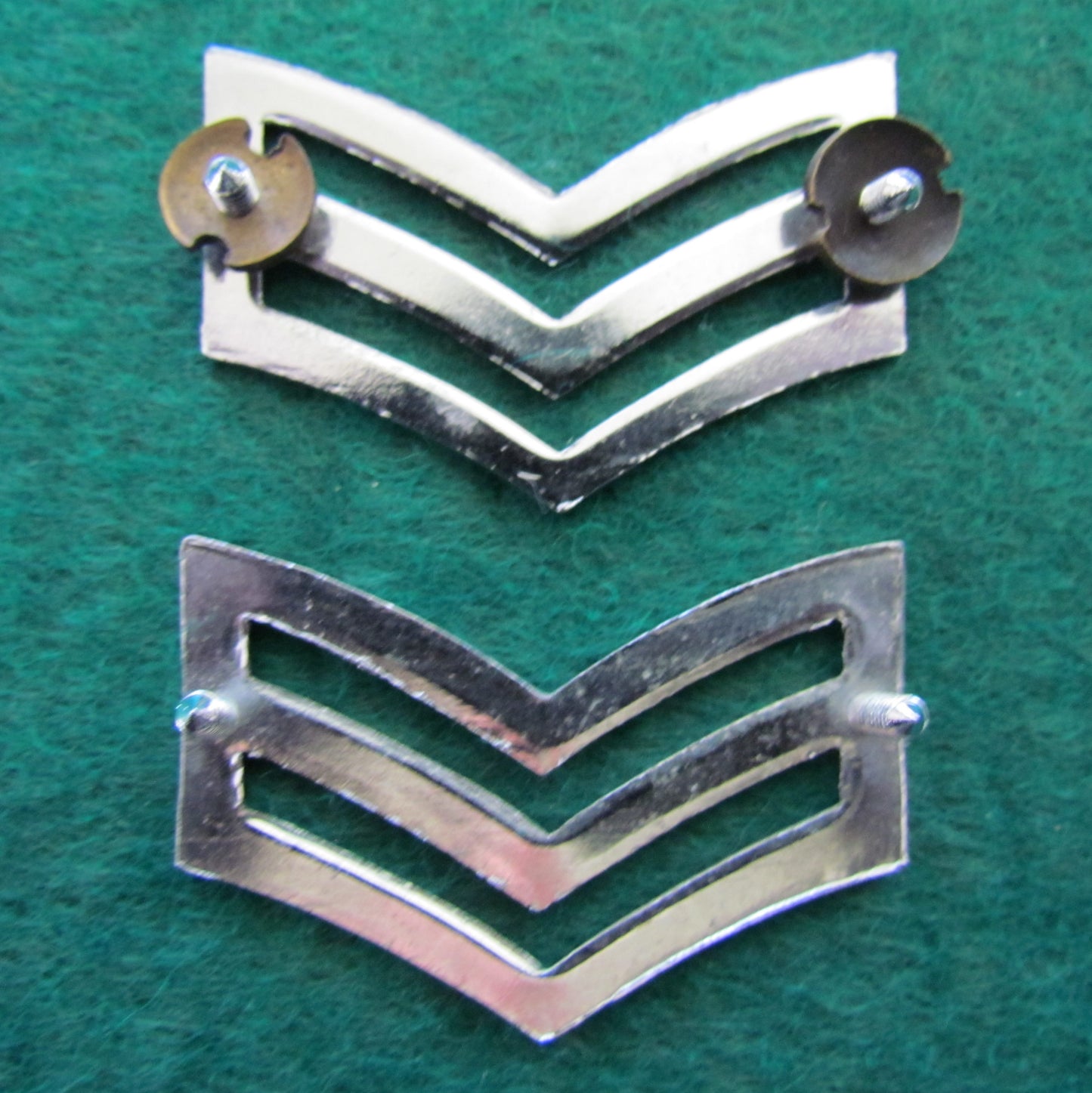NSW Police Chrome Plated Police Triple Chevron With Thumb Screw Backs