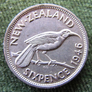 New Zealand 1946 Sixpence  King George VI Coin