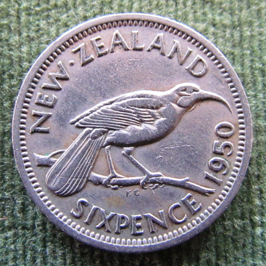 New Zealand 1950 Sixpence  King George VI Coin