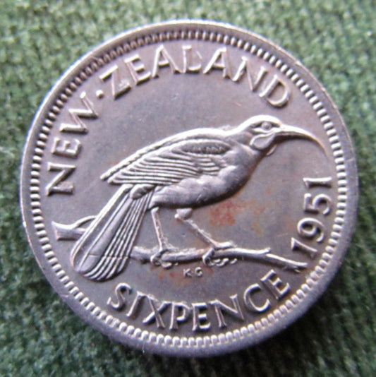 New Zealand 1951 Sixpence  King George VI Coin