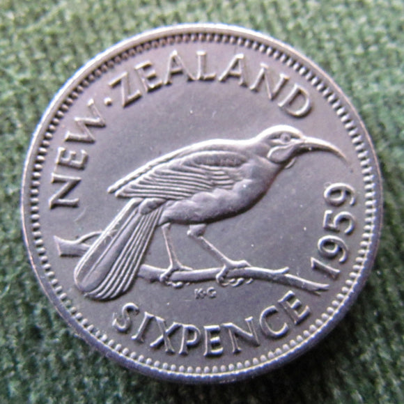 New Zealand 1959 Sixpence Queen Elizabeth II Coin